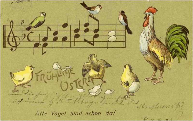 Liedpostkarte von 1903: Alle Vögel sind schon da