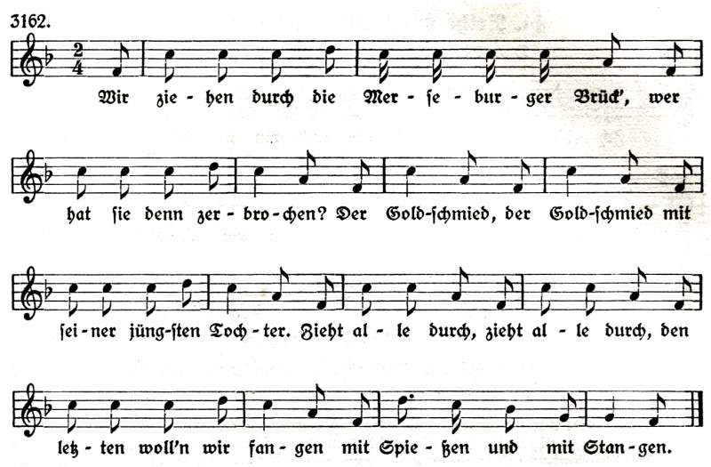 Die zerbrochene Brücke. Melodie im 2/4-Takt.