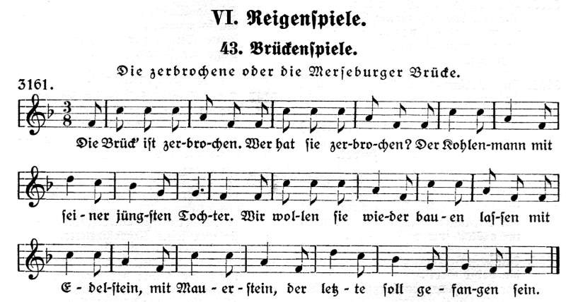 Die zerbrochene Brücke. Melodie im 3/8-Takt.